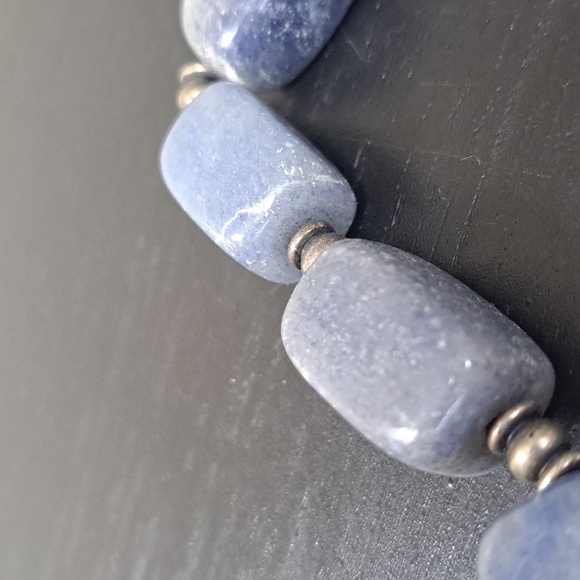 Vintage Chunky Stone Crystal Necklace with Silver Beads - Picture 8 of 11